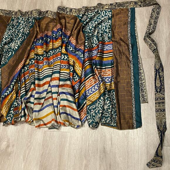 Womens Wrap Skirt M Boho Vacation Cruise Flowy Indie Hippie Colorful Silk - Picture 5 of 9